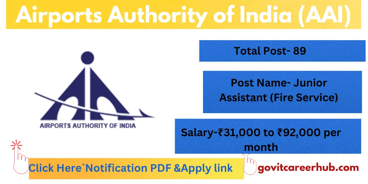 Read more about the article AAI Junior Assistant (Fire Service) Recruitment 2025 Now updated
