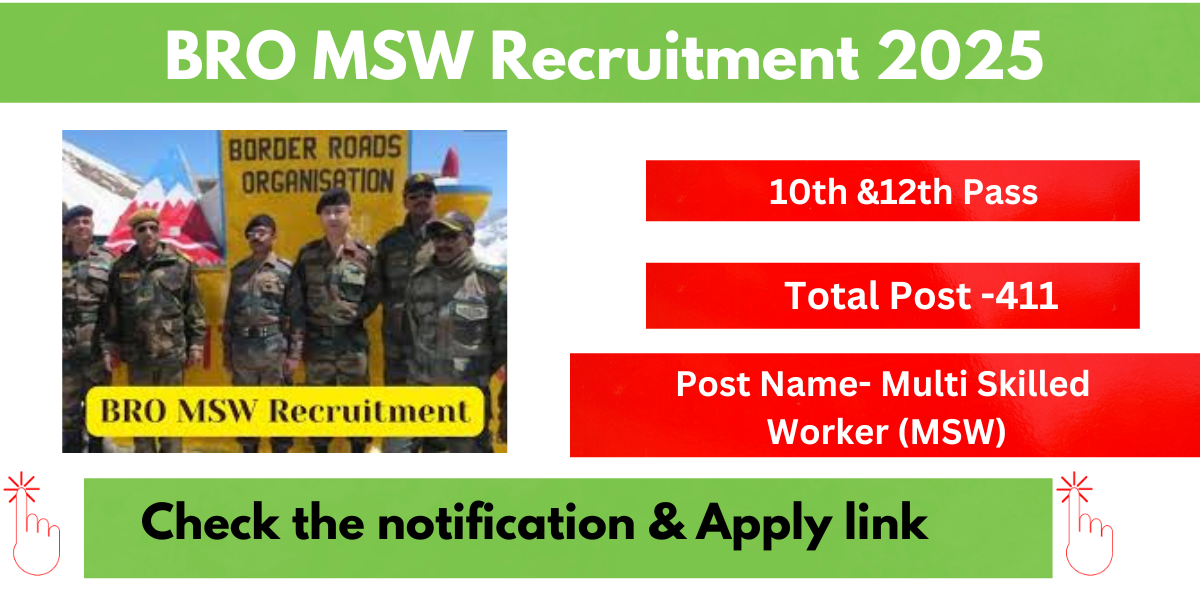 Read more about the article BRO MSW Recruitment 2025.Apply Now