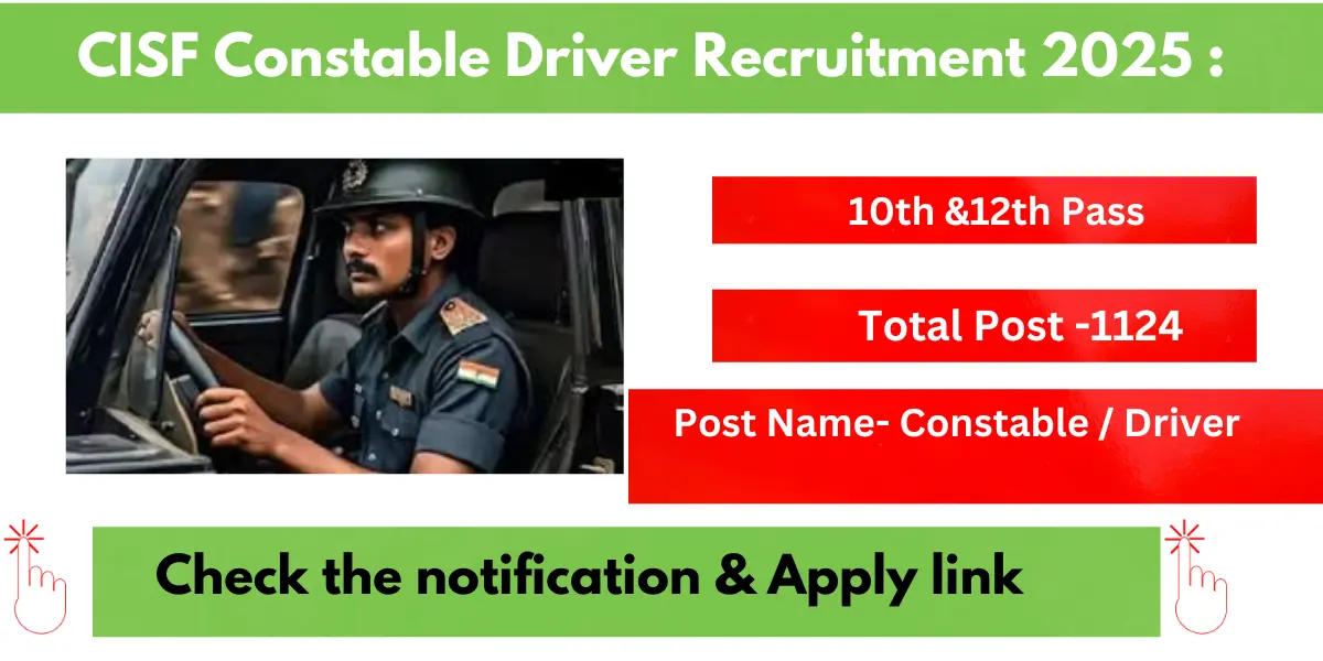 Read more about the article CISF Constable Driver Notification 2025 Apply Now