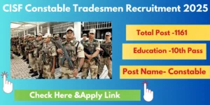 Read more about the article CISF Constable Tradesmen Recruitment 2025