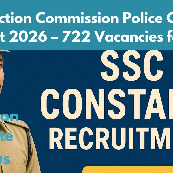 Staff Selection Commission Police Constable Recruitment 2026 – 722 Vacancies for 10, 12th Pass Candidates