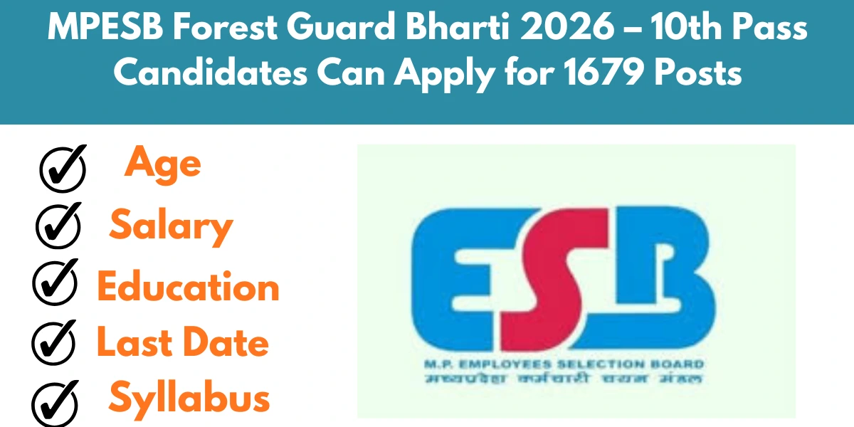 You are currently viewing MPESB Forest Guard Bharti 2026 – 10th Pass Candidates Can Apply for 1679 Posts