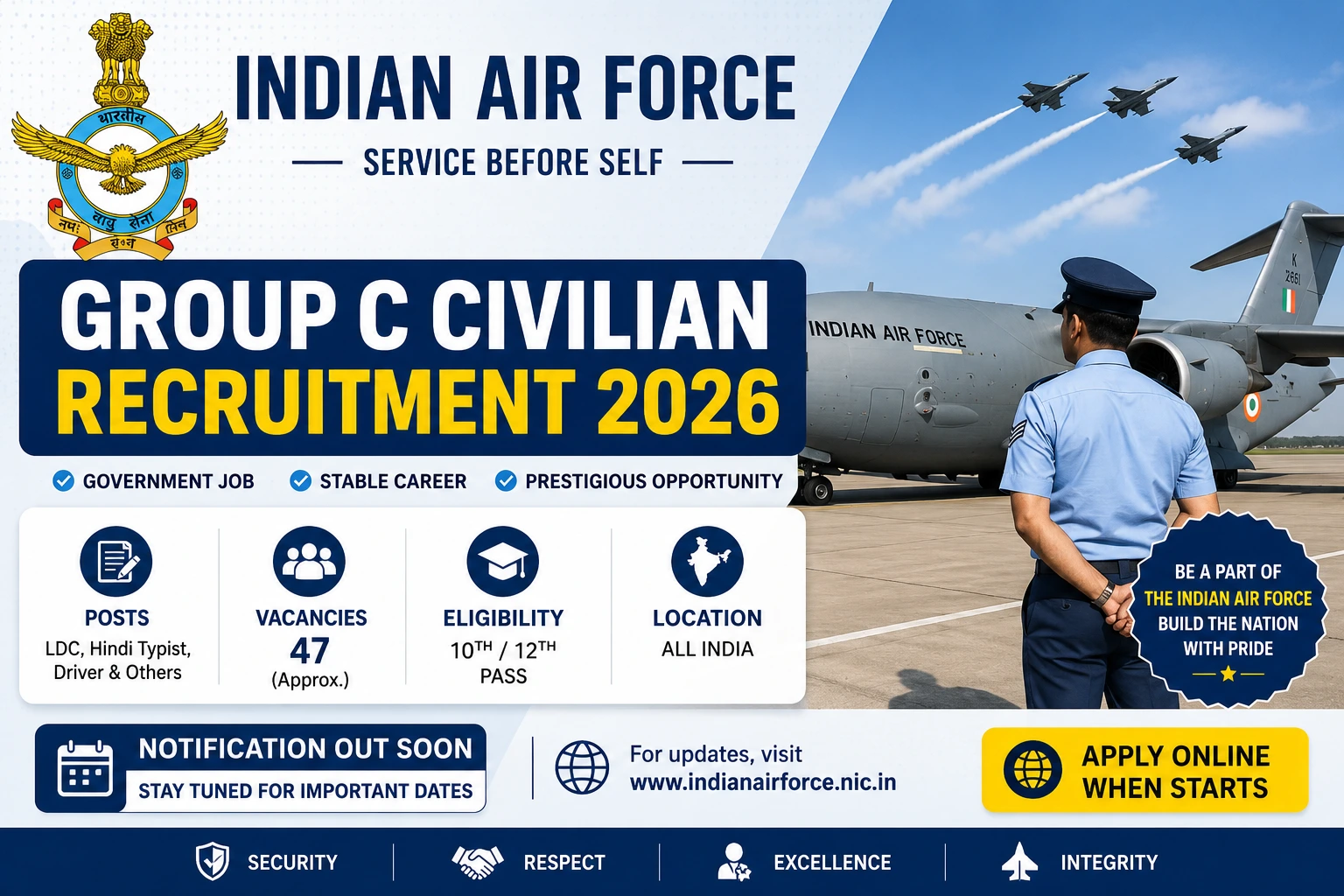 You are currently viewing Indian Air Force Group C Civilian Recruitment 2026 Apply Now