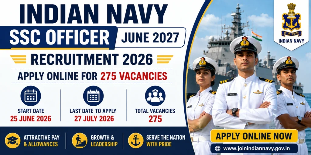 Indian Navy SSC Officer June 2027 Recruitment 2026: