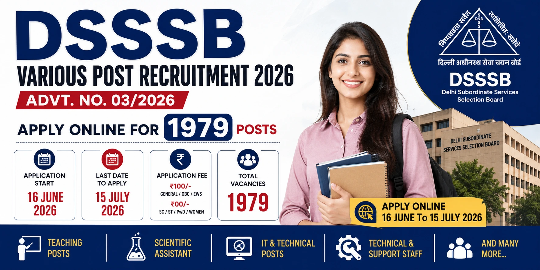 You are currently viewing DSSSB Various Post Recruitment 2026: Apply Online for 1979 Vacancies Before 15 July Nice Opportunity