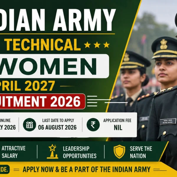Indian Army SSC Technical 68th Women April 2027 Recruitment 2026: Apply Online for 31 Vacancies Before 06 August